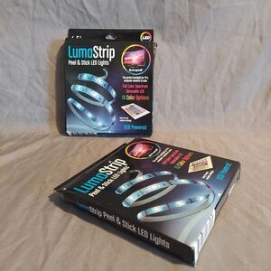 2x LumaStrip Peel & Stick LED Lights USB Powered 16 Color with Remote NEW
